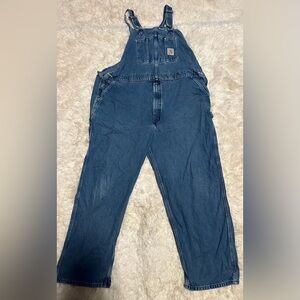 Carhartt Men's Blue Denim Overalls Size 48x30 EUC